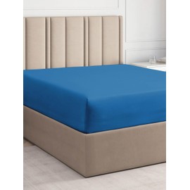 Full Egyptian Cotton Fitted Sheet - 100% Egyptian Cotton Sheets - Extra Soft - Deep Pocket Fitted Sheet - Crisp Egyptian Cotton - Fits Mattress Perfectly - One Fitted Bottom Sheet Only - Lake Blue