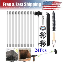 Unbranded Chimney sweep Set Flue Sweeping Brush & Rod Kit Soot Cleaning Rods 24pcs Plastic