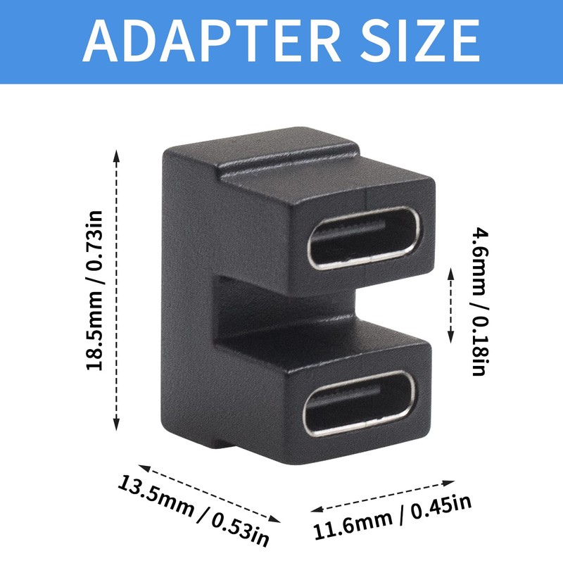 Poyiccot USB C U Shape Adapter, 40Gbps 180 Degree USB