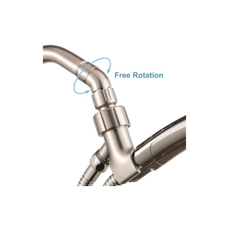 OFFO Shower Head Elbow Adapter, Brushed Nickel All Metal Handheld
