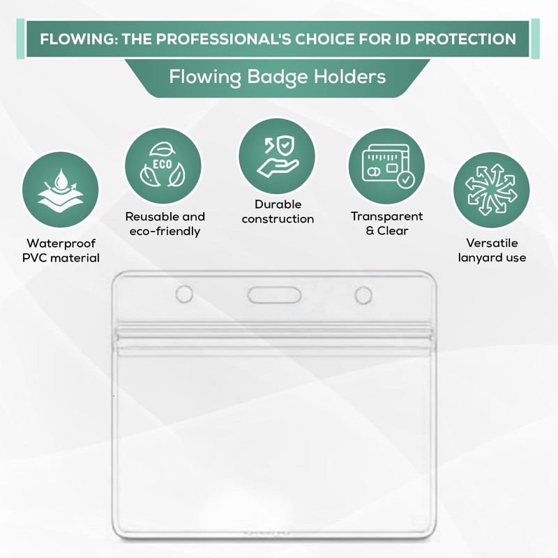 50pcs Flowing ID Card Holders – 50 Badge Holder Pack