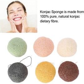 6pcs / Set Esponja Facial Konjac Sponge 100% Pure Naturally Puff Exfoliating Tool Herramientas de Masaje para Piel Húmeda/Seca para Limpiar y Exfoliante Eficaz de Poros(Redondo)