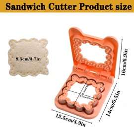 Wavy Square Sandwich Cutter and Sealer for Kids Lunch - Leak-Proof Design & Dishwasher Safe, Stainless Steel Blades for Bento Box, Party Snacks (Pink)