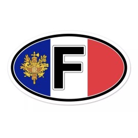BLVD France Flag F Coat of Arms Flag Oval car window bumper sticker decal 5" x 3"