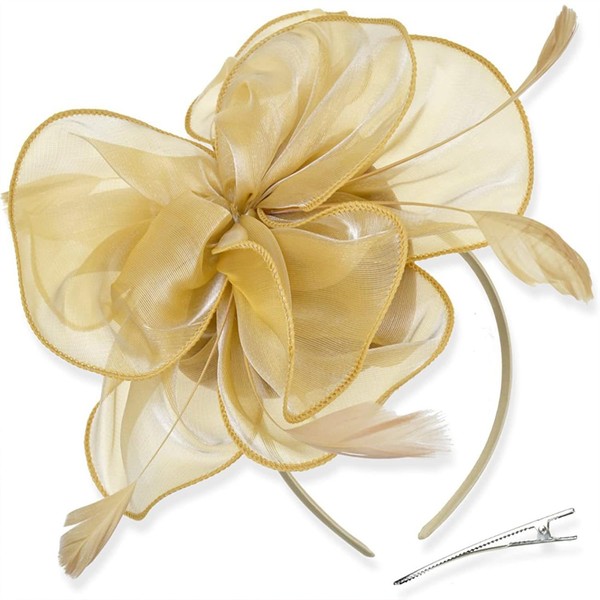 KalluliCC Gold Fascinators Hat for Women Tea Party,Tea Party Hats