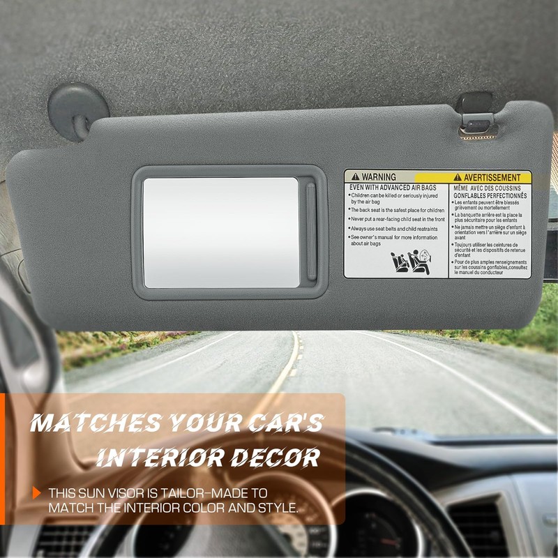 Sun Visor for 2005-2012 Toyota Tacoma, Left Driver Side Gray