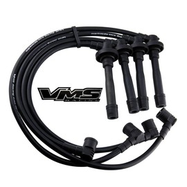 VMS RACING 91-99 Black Performance Ignition Spark Plug Wires Set Compatible with Nissan Sr20de Se-r Dohc 1991-1999