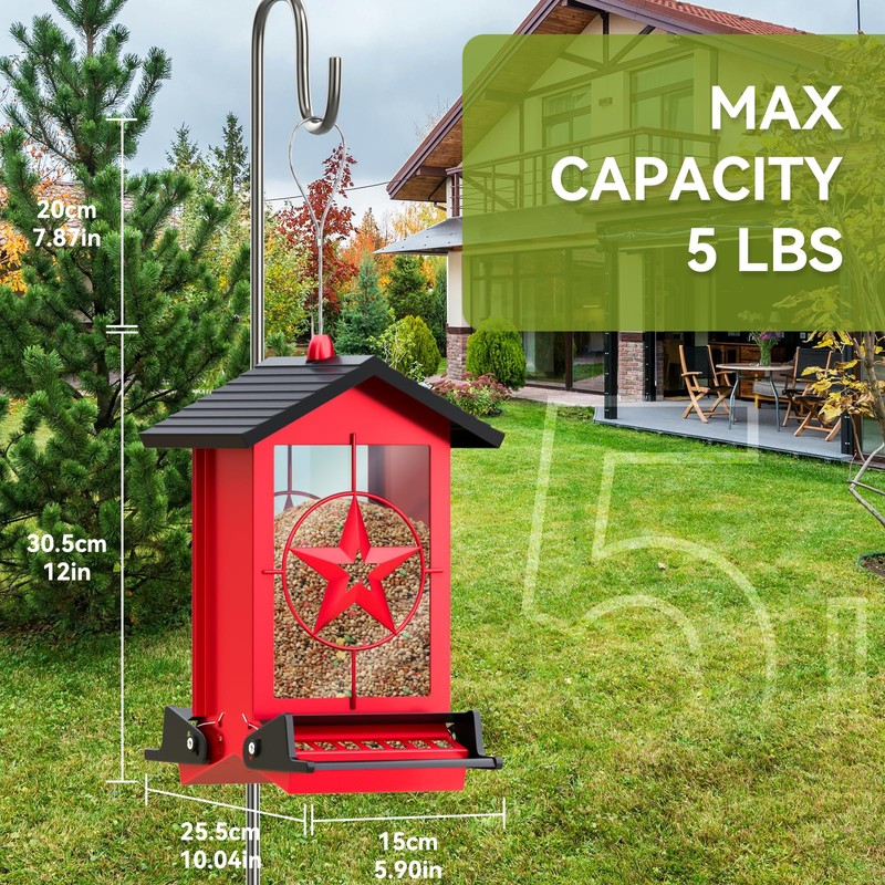 Squirrel Proof Bird Feeder for Outdoors Hanging, Metal Wild Bird