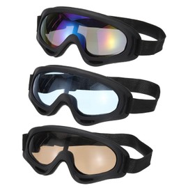 PATIKIL Dirt Bike Goggles, 3 Pcs Motorcycle Goggles ATV Goggles Ski Goggles Racing Helmet Goggles Windproof for Mountaineering Sky Diving Ski Riding, Black with Colorful/Brown/Blue Lenses