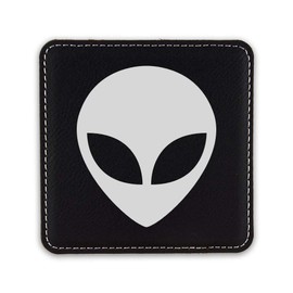 Alien Drink Coaster Leatherette Coasters mars area 51#2 - Black Silver - One Coaster