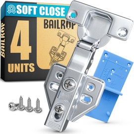 Softclose Hinges for Cabinet Doors - 35 mm Standard Size Hinge - Cupboard and Furniture Hinges - Pot Hinges with Damper - Full Overlay