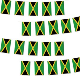 Jamaica Flags Jamaican Small Mini Hanging Flags Pennant Banner Decorations for Schools,National Sports Events, Grand Opening,Patriotic Festival, Party, 20Ft 20 PCS