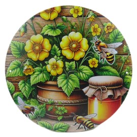 Generisch Tin Sign Sunflower Bee Honey 20 cm Diameter Spring Summer Decoration MU J176