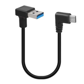 GELRHONR 90 Degree USB Type C Cable, Up Down Angle 18W Fast Charging USB A to USB C Cable (Black-Down-0.25M)
