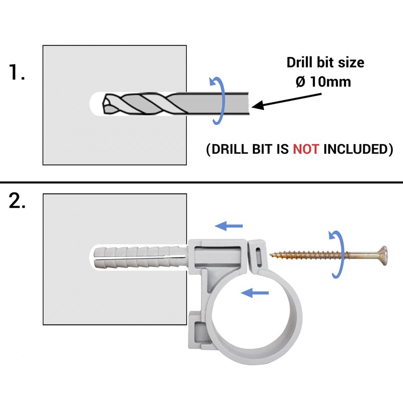 (4 pcs) Grey Plastic Clamps for 38-41 mm Pipes, Hose