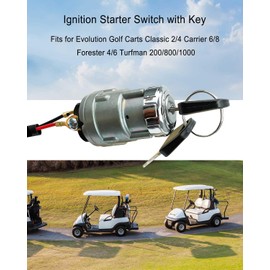 HUQUZN Ignition Starter Switch with Key Fits for Evolution Golf Carts Classic 2/4 Carrier 6/8 Forester 4/6 Turfman 200/800/1000 Replace 2.04.0028