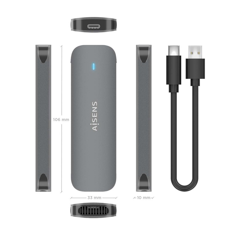 External Enclosure AISENS M.2 (NGFF) ASM2-006GRY SATA to USB3.1 GEN1