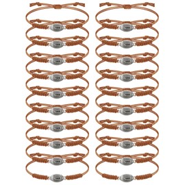 20 Pieces Football Bracelets Adjustable Football Charm Bracelets Football Gifts for Women Men Most Sport Team Players(Brown)