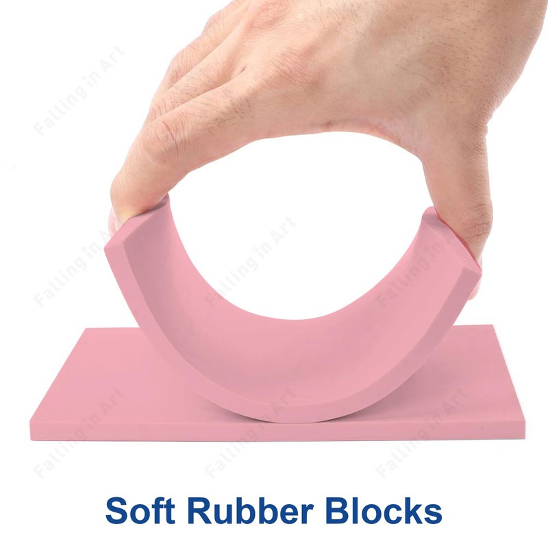 Falling in Art 4 x 6" Pink Rubber Carving Blocks,