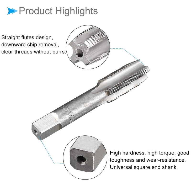 CoCud Hand Threading Taps, M12 x 1.25 Thread, Metric Alloy