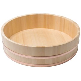 JapanBargain 4596, Japanese Wooden Hangiri Sushi Rice Mixing Bowl Tub for Sushi Restaurant Sushi Oke Sawara Cypress Wood 14.17 inches Diameter Made in Japan (36 cm)