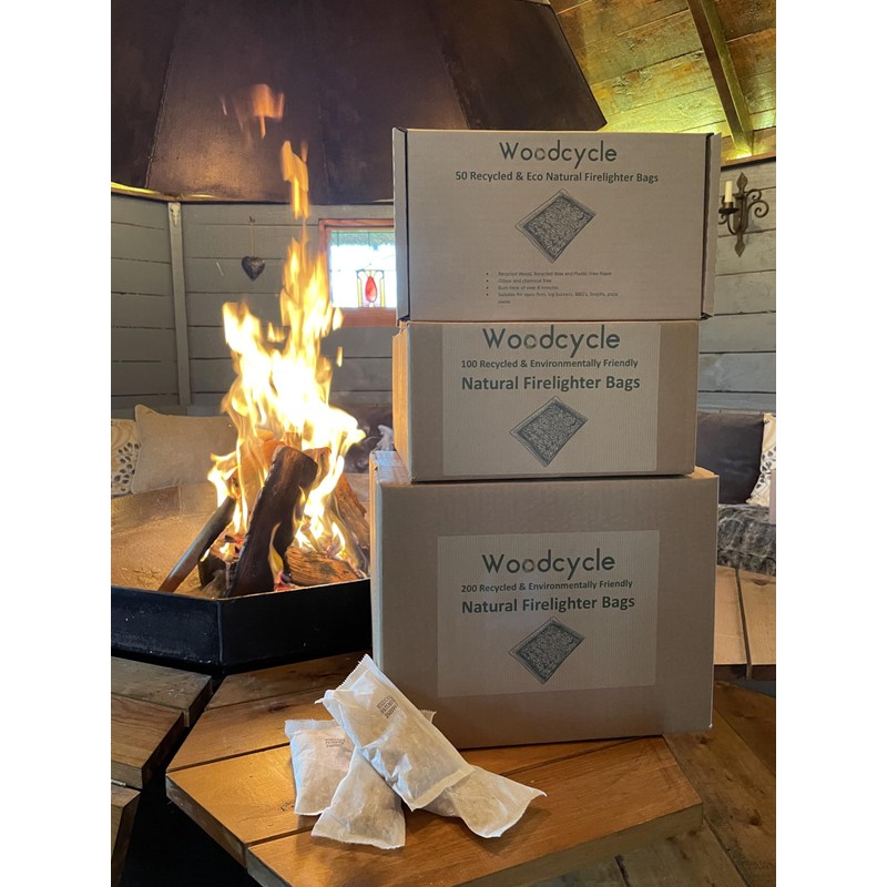 Woodcycle Natural Firelighter Bags - Environmentally Friendly Fire Starters for