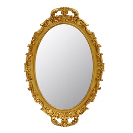 Tstarer Vintage Decorative Gold Framed Mirror, Small Oval Wall Hanging Mirror -Small- 9.6" W x 14.3" L (Gold)