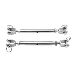 Aynaxcol 2 Pcs M8 5/16" 304 Stainless Steel Turnbuckles, 2100 lbs Working Load Limit Jaw and Jaw Turnbuckle, Turnbuckles Hook for Cables Wire Tensioner for Shade Sail Yard Zipline