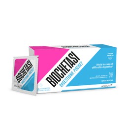 BIOCHETASI Digestione Pocket, per Aiutare la Digestione anche Fuori Casa, Senza Zucchero, 18 Compresse Masticabili Gusto Arancia,