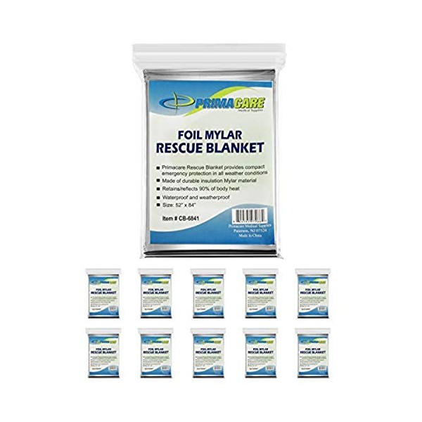 Emergency Myler Thermal Blanket, 132.1cm x 213.4cm - Pack of 10