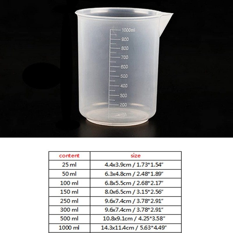 Scientific Cup Set Measuring Cylinder Lab Plastic Graduated Jug Bottles