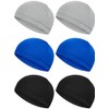 6 Pieces Helmet Liner Skull Caps Sweat Wicking Cap Running Hats Cycling Skull Caps for Men Women (Black, Grey, Blue, Medium)