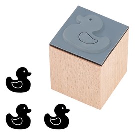 OLYCRAFT Duck Wooden Rubber Stamp - 1 Inch Square, 32mm Thick Vintage Stamp for Scrapbooking & Card Making
