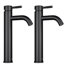 Aquaterior Bathroom Vessel Single Handle Tall Faucet Matte Black for Undermount Vanity Sink 2 Packs (CUPC NSF CEC)