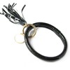 Elegance with Flair Black Glitter Leatherette Round Enamel Tassel Key