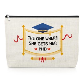 Gevody Phd Graduation Gifts Makeup Bag Congratulations Gifts for Woman Phd Daughter Best Friend Sister Masters Cosmetics Bag Doctorate Degree Gift Graduation Present for Women Travel Cosmetics Pouch