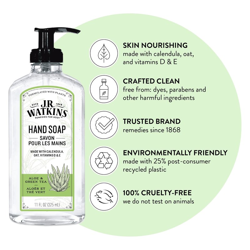 J.R. Watkins Gel Hand Soap, Scented Liquid Hand Wash for