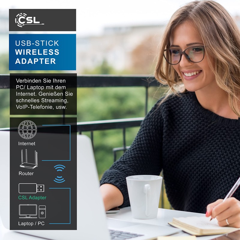 CSL - WLAN 300 Mbps USB Stick Adapter - WiFi