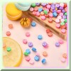 BeadCrafts 200pcs Random Polymer Clay Flat Round Beads with Love