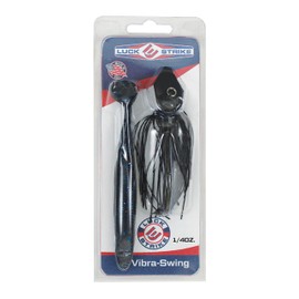 Luck E Strike Virbra Swing Vibrating Blade Swing Head Jig (1/4 OZ) Skirted Swimbait Lure, Made in The USA, Black
