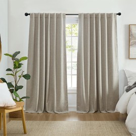 Elrene Home Fashions Solace 100% Max-Blackout Energy Efficient Solid Texture Window Curtain Panel with Rod Pocket/Back Tabs for Living Room/Bedroom/Home Office, 52"x84", Toast