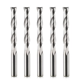 5 Pieces Cold Cut Spiral Milling Cutter 6mm Shank 42mm Cutting Depth 70mm Overhang Carbide Cutting Cutter for CNC Carpentry Inlay Cutting, Tenon Milling, Carving and Engraving