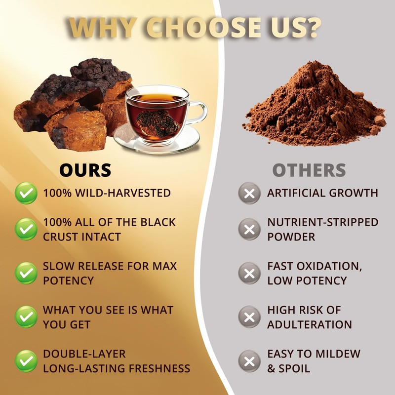 Chaga Mushroom Chunks - 8 ounce, 100% Wild Harvested with