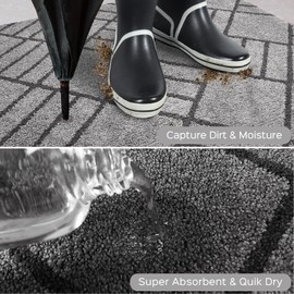 DOMUSTEX Non Slip Entryway Rug 20" x 32", Dirt Trapper Door Mat, Inside Washable Rug for Kitchen, Bathroom, Bedroom, Floor