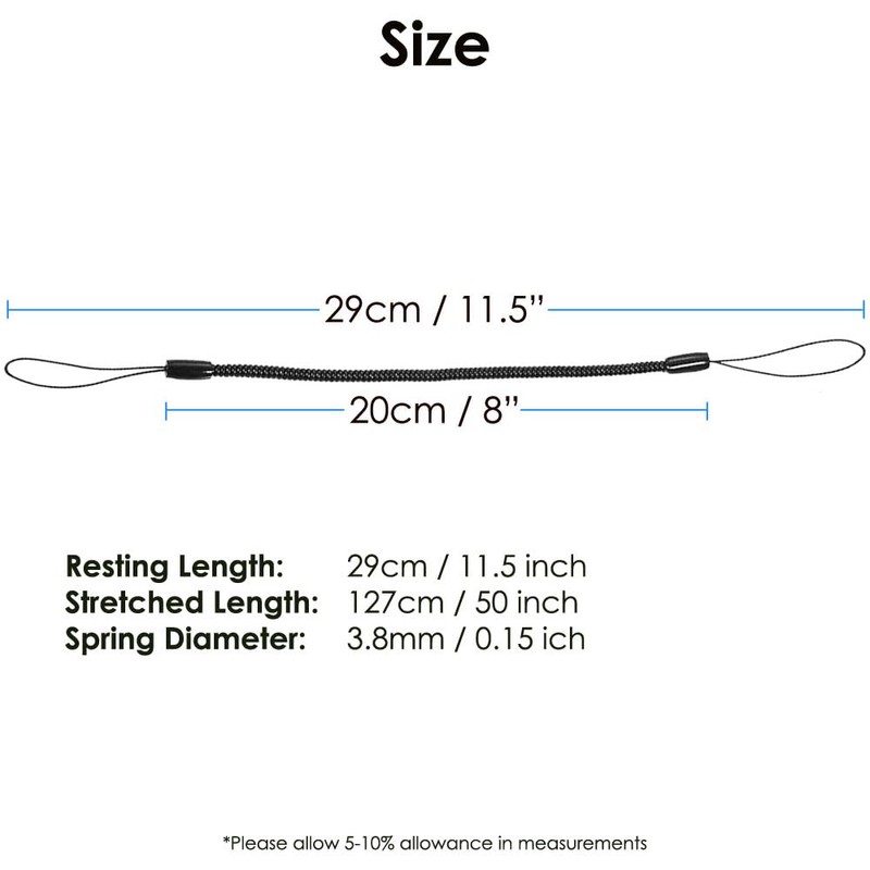TECHGEAR Stylus Tether, 8" Retractable Spring Coil Strap, Elastic Coil