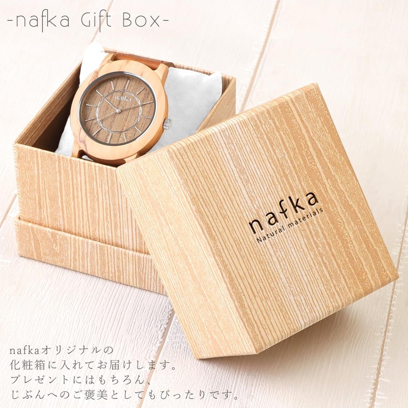 NFK-76100 Women's Men's Wooden Case Leather Strap Lightweight Analog Quartz