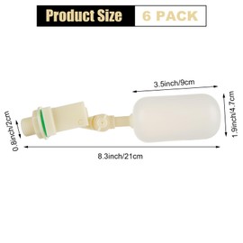 EATHEATY 6 Pack 1/2 Inch Float Valve Plastic Water Float Ball Valve with Adjustable Arm Automatic Fill for Control Water Level to Water Trough Water Tank Ponds