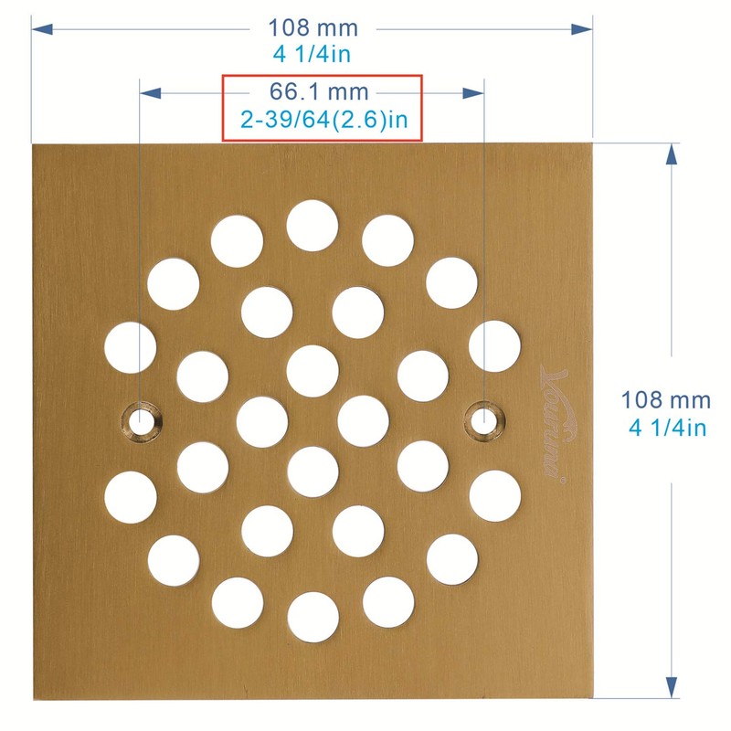 VOURUNA Square 4-1/4（4.25） inch （108mm*108mm） Screw-in Shower Floor Drain Grate