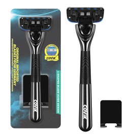 COVIK 5Blade Razor for Men with Dual Lubrication Shaving Comfortable and Smooth Shaving Razors for Men, Handle & Cartridges (Cartridges fit Razor Handles only)