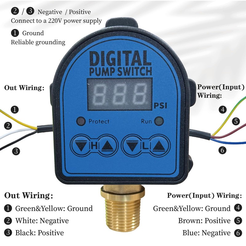 Digital Pressure Switch for Well Pump, Water Pump, 110V/220V 10A/5A,